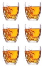 Anubhav Janni Whiskey Glass Bubble 340 Ml Crystal Whisky Transparent Glassware with Beads Droplet DesignTransparent Glasses Droplets Pattern (Pack of 6 Pcs) - Image 3