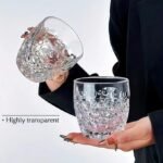 Anubhav Janni Whiskey Glass Bubble 340 Ml Crystal Whisky Transparent Glassware with Beads Droplet DesignTransparent Glasses Droplets Pattern (Pack of 6 Pcs) - Image 5