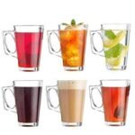 Anubhav Janni Small Tea Cup 140ml Glass Tea and Coffee Cup Cute Small Cups Crystal Clear Toughened with Solid Handles Ideal for Coffee Milk Cappuccinos Lemon Green Tea (Pack Of 6pcs)