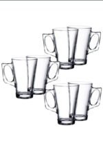 Anubhav Janni Small Tea Cup 140ml Glass Tea and Coffee Cup Cute Small Cups Crystal Clear Toughened with Solid Handles Ideal for Coffee Milk Cappuccinos Lemon Green Tea (Pack Of 6pcs) - Image 3