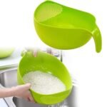 Anubhav Janni Rice Bowl Trendy Latest Comfortable Multipurpose Multi Color Plastic Wash with Handle Fruits Washing Bowls Washer Multi Use Strainer Centimeters Fruit Basket (Pack Of 1 Pcs) - Image 3