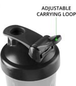 Anubhav Janni 600ml Pro Shaker Gym Bottle Ideal for Protein Gym Cycling Bottle Shakers Protein Shak Mixing Ball Clear Black Lid Blender Holder Cup Cycling Water Stainless Steel Ball (1 Pcs) - Image 2