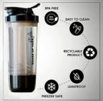 Anubhav Janni 600ml Pro Shaker Gym Bottle Ideal for Protein Gym Cycling Bottle Shakers Protein Shak Mixing Ball Clear Black Lid Blender Holder Cup Cycling Water Stainless Steel Ball (1 Pcs) - Image 5