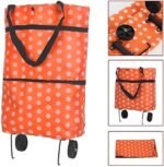 Anubhav Janni Trolly Bag Folding Trolley for Women  Lightweight Wheeled Grocery Travel Luggage Foldable Medium Size Storage Vegetables Clothes Shopping with Wheels Bag (Pack Of 1 Pcs) - Image 5