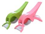 Anubhav Janni 2 In 1 Vegetable Cutter Plastic in Fruit Multi Peeler, Veg Sharp Stainless Steel Blade with Peeler Veg Chopper Bhindi and Cutter Slicer Chopper Easy Slicing Chili (Pack Of 1 Pcs)