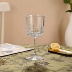 Anubhav Janni Wine Glass D Soga 320 Ml Ribbed Glass Wine Goblets Clear Stemmed Water Juice Glasses for Home Parties and Dining Vertical Fluted Glassware (Pack Of 4 Pcs) - Image 2