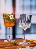 Anubhav Janni Wine Glass D Soga 320 Ml Ribbed Glass Wine Goblets Clear Stemmed Water Juice Glasses for Home Parties and Dining Vertical Fluted Glassware (Pack Of 4 Pcs) - Image 5