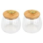 Anubhav Janni Kitchen Storage Jar With Wooden Lid 660ml Glass Storage Airtight Wooden Lid Transparent Kitchen Container Tea Coffee Sugar Dry Fruits Spices Leak Proof  (Pack Of 1 Pcs)