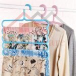Anubhav Janni 5 Layer Plastic Hanger Multipurpose Clothes Hanger Pants Wardrobe Storage Organizer Rack Multi Layer Hangers for Ties Pants Jeans T Shirt Sarees Suits (Pack Of 1 Pcs) - Image 8