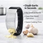 Anubhav Janni Steel Garlic Press With Handle Peeler Tool Versatile Crusher Mini Hand Chopper for Effortless Preparation Durable and Easy to Clean Kitchen Essential Stainless (Pack Of 1 Pcs) - Image 5