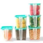 Anubhav Janni Refrigerator Storage Boxes Fridge Organizer with Handle Airtight Lid Removable Drain Basket Fruits Keep Fresh Jars Stackable Lids and Handles Vegetables Pantry (Pack Of Pcs)