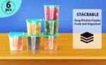 Anubhav Janni Refrigerator Storage Boxes Fridge Organizer with Handle Airtight Lid Removable Drain Basket Fruits Keep Fresh Jars Stackable Lids and Handles Vegetables Pantry (Pack Of Pcs) - Image 4