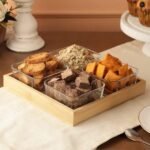 Anubhav Janni Serving Bowl 4inch 4pcs Set Square Glass Bowls Wood Tray Condiment Dishes Buffet Server Food Display Relish Fruit Dessert Nuts Snacks Candy Chip Dip Clear Dry Fruits Designer - Image 5