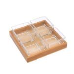 Anubhav Janni Serving Bowl 4inch 4pcs Set Square Glass Bowls Wood Tray Condiment Dishes Buffet Server Food Display Relish Fruit Dessert Nuts Snacks Candy Chip Dip Clear Dry Fruits Designer - Image 6