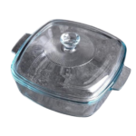 Anubhav Janni Caserolle Square 1.6 Ltr Glass Casserole Dish with Lid Oven Safe Handles Borosilicate Bowl for Cooking Baking Serving Mixing Storing Microwave Kitchen Dining Food (Pack Of 1 Pcs)