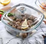 Anubhav Janni Caserolle Square 1.6 Ltr Glass Casserole Dish with Lid Oven Safe Handles Borosilicate Bowl for Cooking Baking Serving Mixing Storing Microwave Kitchen Dining Food (Pack Of 1 Pcs) - Image 2