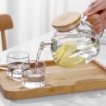 Anubhav Janni Kettle And Cup With Wooden Tray Glass Water Jug 1 Litre Heat Resistant with lid Large Handle Transparent Teapot Removable Infuser Clear for Blooming Tea (Pack of 1 Pcs) - Image 2