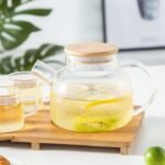 Anubhav Janni Kettle And Cup With Wooden Tray Glass Water Jug 1 Litre Heat Resistant with lid Large Handle Transparent Teapot Removable Infuser Clear for Blooming Tea (Pack of 1 Pcs) - Image 6
