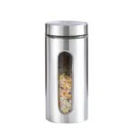 Anubhav Janni Window Canister 800ml Clear Glass Steel Window Jars for Kitchen Storage Food Spices Canister Set (Pack Of 1 pcs)