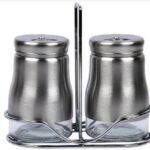 Anubhav Janni Glass Spice Jar Set Salt and Pepper Shakers with 3 Adjustable Pour Holes Tray for Container Stainles Steel Outer Layer Internal Durable Granular Seasoning Pickle(Set of 2 Pcs)