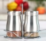 Anubhav Janni Glass Spice Jar Set Salt and Pepper Shakers with 3 Adjustable Pour Holes Tray for Container Stainles Steel Outer Layer Internal Durable Granular Seasoning Pickle(Set of 2 Pcs) - Image 6