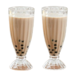 Anubhav Janni Falooda Mug 360ml Vintage Mugs Set Glass Sundae Cups Retro Style Milkshake Glasses for Ice Cream Bubble Tea Cocktails Juice Dishwasher Safe Crystal Iced Coffee (Pack Of 6 Pcs)