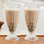 Anubhav Janni Falooda Mug 360ml Vintage Mugs Set Glass Sundae Cups Retro Style Milkshake Glasses for Ice Cream Bubble Tea Cocktails Juice Dishwasher Safe Crystal Iced Coffee (Pack Of 6 Pcs) - Image 2
