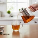 Anubhav Janni Square Tea Cup 195ml Glass Set Modern Drinkware Coffee Chai Hot Beverages Durable Reusable Home Office Cafe Premium Mug Transparent Textured Dots Crystal Pattern (Pack Of 6pcs) - Image 2