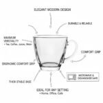 Anubhav Janni Square Tea Cup 195ml Glass Set Modern Drinkware Coffee Chai Hot Beverages Durable Reusable Home Office Cafe Premium Mug Transparent Textured Dots Crystal Pattern (Pack Of 6pcs) - Image 4