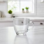 Anubhav Janni Square Tea Cup 195ml Glass Set Modern Drinkware Coffee Chai Hot Beverages Durable Reusable Home Office Cafe Premium Mug Transparent Textured Dots Crystal Pattern (Pack Of 6pcs) - Image 6