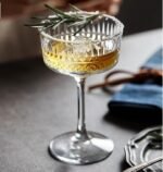 Anubhav Janni Wine Glass Soga 320ml Crystal Cocktail Coupe Glasses Vintage Fluted Design Champagne Saucers with Diamond Pattern (Pack Of 4 Pcs) - Image 3