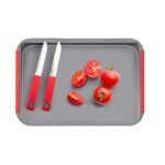 Anubhav Janni 2 In 1 Cut And Chop Plastic Chopping Board In And Chop Food Grade ABS With Different Type Of Stainless Steel Knives Suitable For All Vegetable Fruits (Multicolor) (Pack Of Pcs)