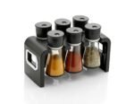 Anubhav Janni Jar Spice Rack Container Storage Kitchen Spices And Masala of for and Rotating Multipurpose Holder Stand with Airtight Transparent Jars Dani Set Dining Table (Pack Of 6 Pcs)