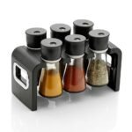 Anubhav Janni Jar Spice Rack Container Storage Kitchen Spices And Masala of for and Rotating Multipurpose Holder Stand with Airtight Transparent Jars Dani Set Dining Table (Pack Of 6 Pcs)