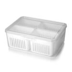Anubhav Janni 4 Grid Fridge Storage Container Box  Drain Tray Freezer Vegetables Fruits Kitchen Pantry Vegetable Boxes Organiser Containers Kitchen Box Containers Boxes (Pack Of 1 Pcs)