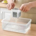 Anubhav Janni 4 Grid Fridge Storage Container Box  Drain Tray Freezer Vegetables Fruits Kitchen Pantry Vegetable Boxes Organiser Containers Kitchen Box Containers Boxes (Pack Of 1 Pcs) - Image 3