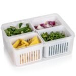 Anubhav Janni 4 Grid Fridge Storage Container Box  Drain Tray Freezer Vegetables Fruits Kitchen Pantry Vegetable Boxes Organiser Containers Kitchen Box Containers Boxes (Pack Of 1 Pcs) - Image 6