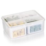 Anubhav Janni 4 Grid Fridge Storage Container Box  Drain Tray Freezer Vegetables Fruits Kitchen Pantry Vegetable Boxes Organiser Containers Kitchen Box Containers Boxes (Pack Of 1 Pcs) - Image 7