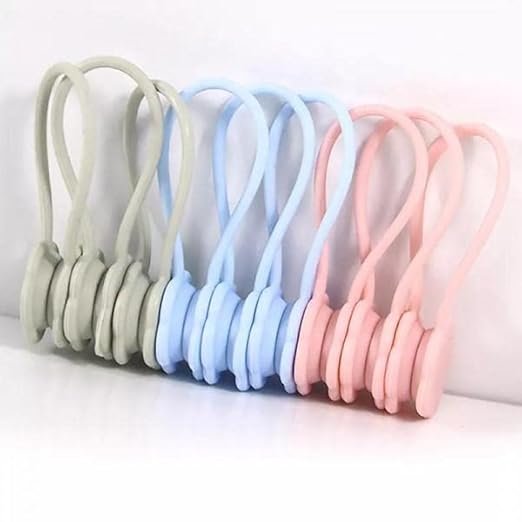 Anubhav Janni Reusable Silicone Magnetic Cable Ties Clips for Bundling and Organizing Headphone Cables USB Hanging Holding Stitching Fabric Twist ( pack of 1 ) Anubhav Janni Reusable Silicone Magnetic Cable Ties Clips for Bundling and Organizing Headphone Cables USB Hanging Holding Stitching Fabric Twist ( pack of 1 ) - Image 1