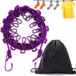Anubhav Janni Cloth Line With Clip (Dori) Portable Clothesline With 12 Clips Windproof Travel Outdoor Indoor Use Hotel Backyard Clip Rope Clothrope Hook Clothes Travel Home Hotel (Set Of 1 Pcs)