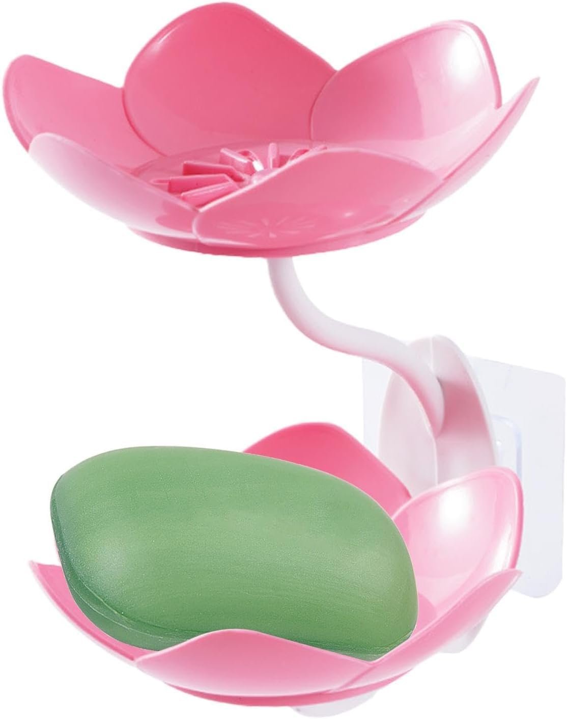 Anubhav Janni Sabundani Wall Mounted Soap Dish Double Layer Holder With Sticker Self Adhesive Flower Design For Bathroom Kitchen Tray Sponge Plastic Drainage Magic Plastic (Set Of 1 Pcs) Anubhav Janni Sabundani Wall Mounted Soap Dish Double Layer Holder With Sticker Self Adhesive Flower Design For Bathroom Kitchen Tray Sponge Plastic Drainage Magic Plastic (Set Of 1 Pcs) - Image 1
