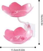Anubhav Janni Sabundani Wall Mounted Soap Dish Double Layer Holder With Sticker Self Adhesive Flower Design For Bathroom Kitchen Tray Sponge Plastic Drainage Magic Plastic (Set Of 1 Pcs) - Image 3