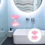 Anubhav Janni Sabundani Wall Mounted Soap Dish Double Layer Holder With Sticker Self Adhesive Flower Design For Bathroom Kitchen Tray Sponge Plastic Drainage Magic Plastic (Set Of 1 Pcs) - Image 4