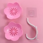 Anubhav Janni Sabundani Wall Mounted Soap Dish Double Layer Holder With Sticker Self Adhesive Flower Design For Bathroom Kitchen Tray Sponge Plastic Drainage Magic Plastic (Set Of 1 Pcs) - Image 6