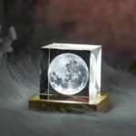 Anubhav Janni 3D Moon Crystal Cube Night Light with USB LED Warm Lighting Wood Base Paperweight Laser Engraved Bedroom Decorative Table Lamp for Home Desk Office ( pack of 1 ) - Image 6