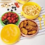 Anubhav Janni Burger Shape Lunch Box For Kids Tiffin Plastic French Fries Sharpener Boys Double Layer With Spoons Perfect Salads Sandwiches Travel Kids Box School (Pack Of 1 Pcs) - Image 3