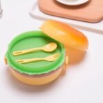 Anubhav Janni Burger Shape Lunch Box For Kids Tiffin Plastic French Fries Sharpener Boys Double Layer With Spoons Perfect Salads Sandwiches Travel Kids Box School (Pack Of 1 Pcs) - Image 5