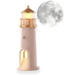 Anubhav Janni Lighthouse Night Lights with Full Moon Projector Light Rechargeable LED Aesthetic Table Lamp Decor Light for Bedroom Kids Room Rakhi Gifts Girls ( pack of 1 )