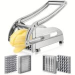 Anubhav Janni Stainless Steel Potato French Fries Machine Cutter Slicer With Interchangeable Blades For Vegetables Manual Home Heavy Duty Tool Fry Chip Snack Preparation (Pack Of 1 Pcs)