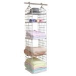 Anubhav Janni 5 Layer Hanging Folding Cloth Rack Clothes Storage Racks Dormitory Closet for Students Wardrobe Shelves Organizer Holders Space Saving Plastic Rack Holder (Pack Of 1 Pcs)